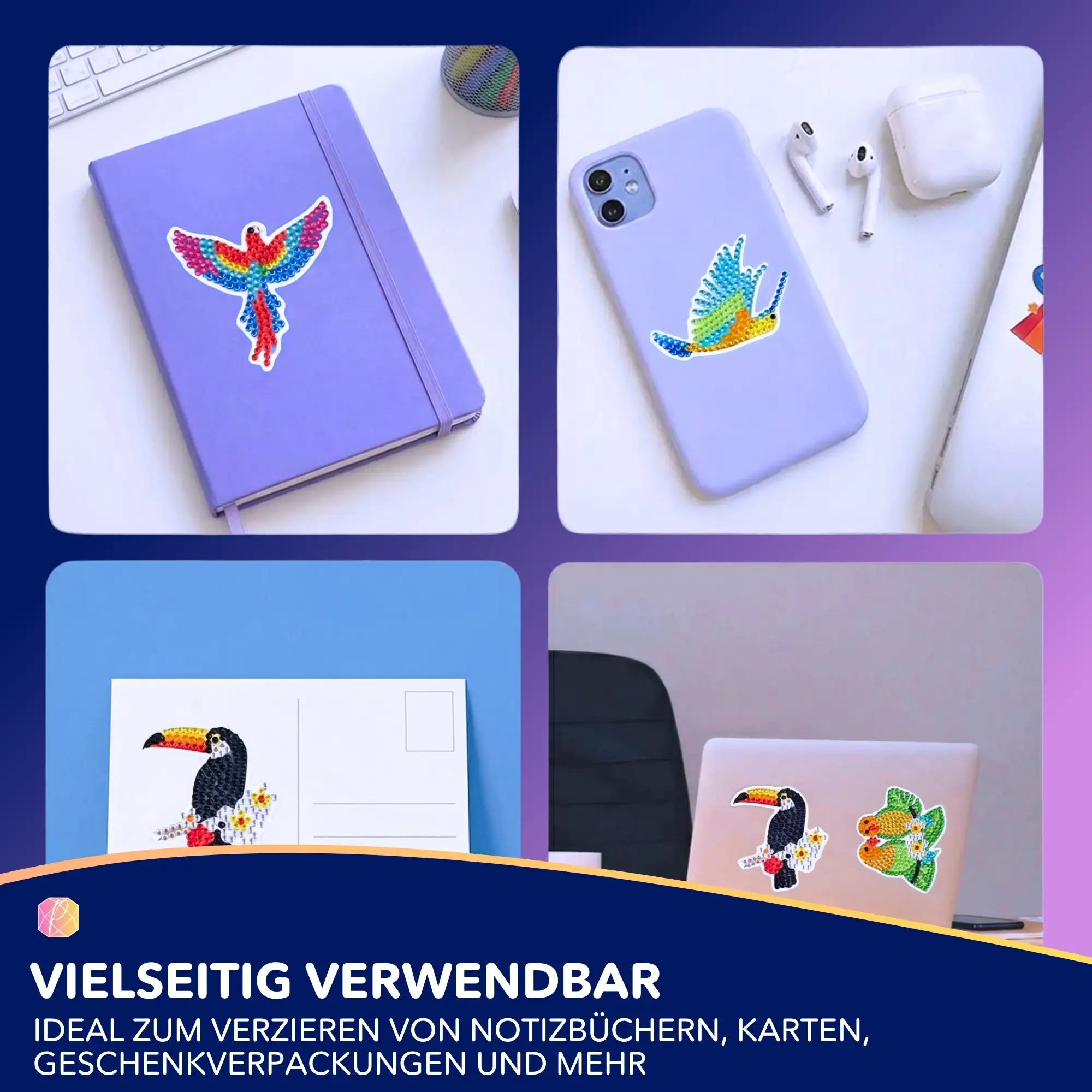 Diamond Painting Sticker - Bunte Vögel - Image 7