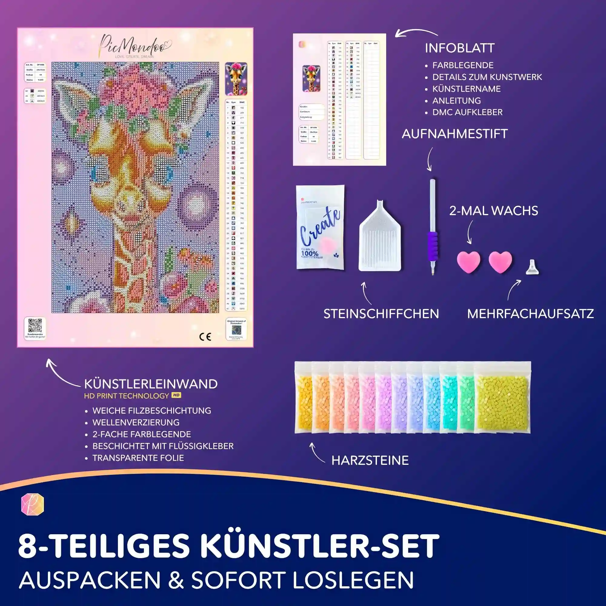 Diamond Painting - Zauberhaftes Giraffenbaby - Image 3