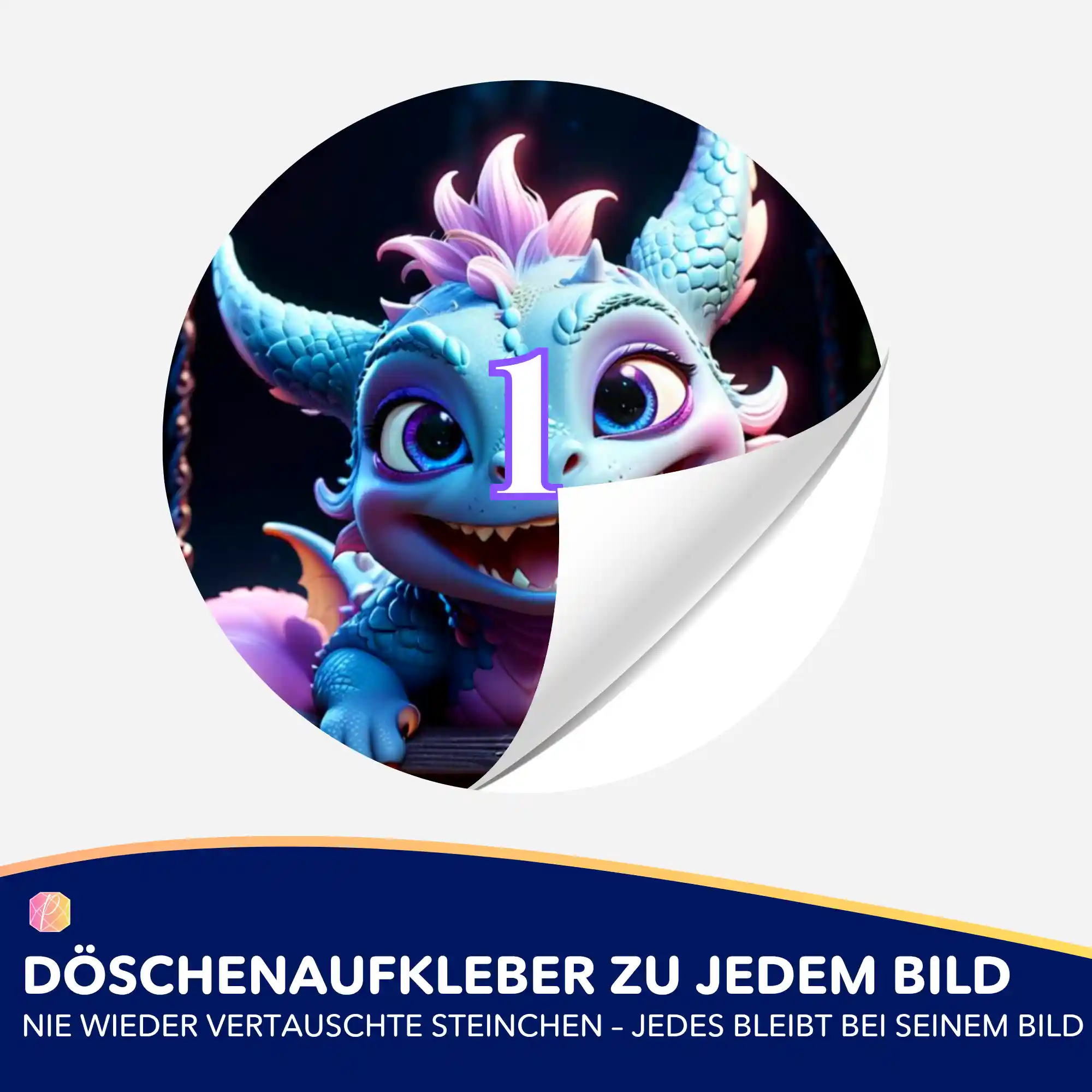 Döschenaufkleber - Blue Flatter Dragon - Image 2