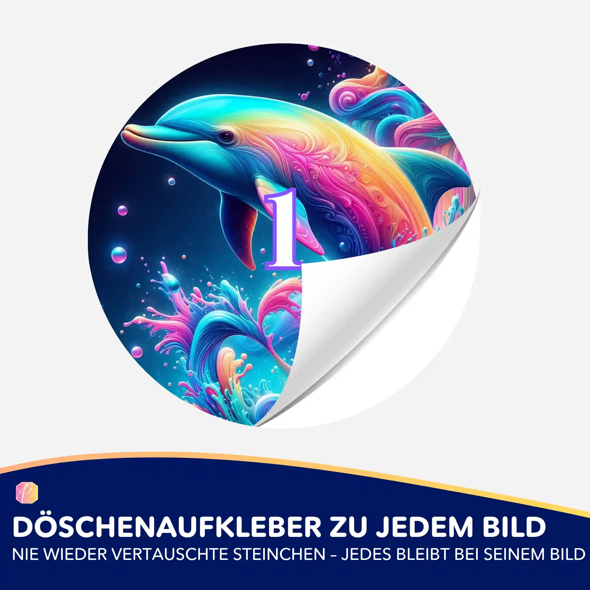 Döschenaufkleber - Delfin im Farbenmeer - Image 2