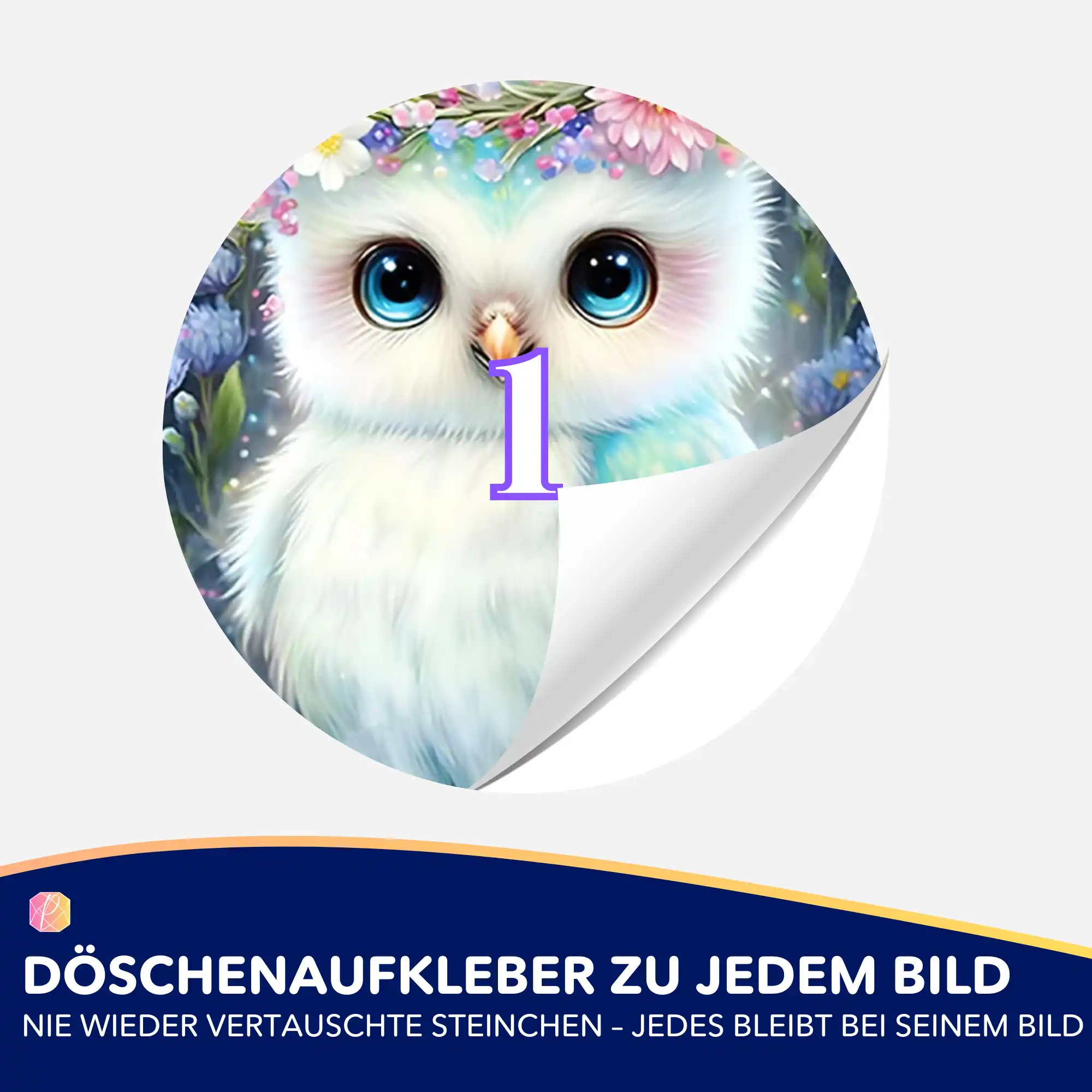 Döschenaufkleber - Eule im Blumenmeer - Image 2