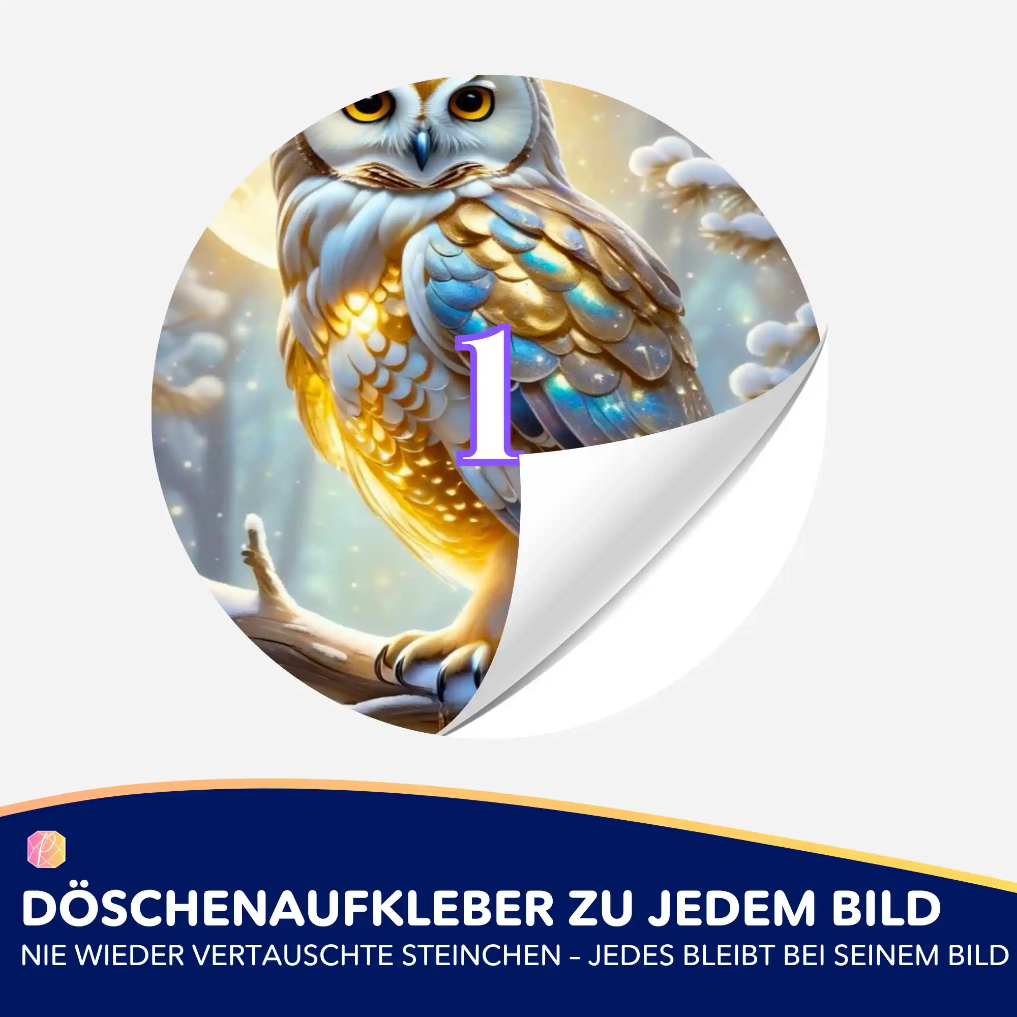 Döschenaufkleber - Goldene Schneeeule - Image 2