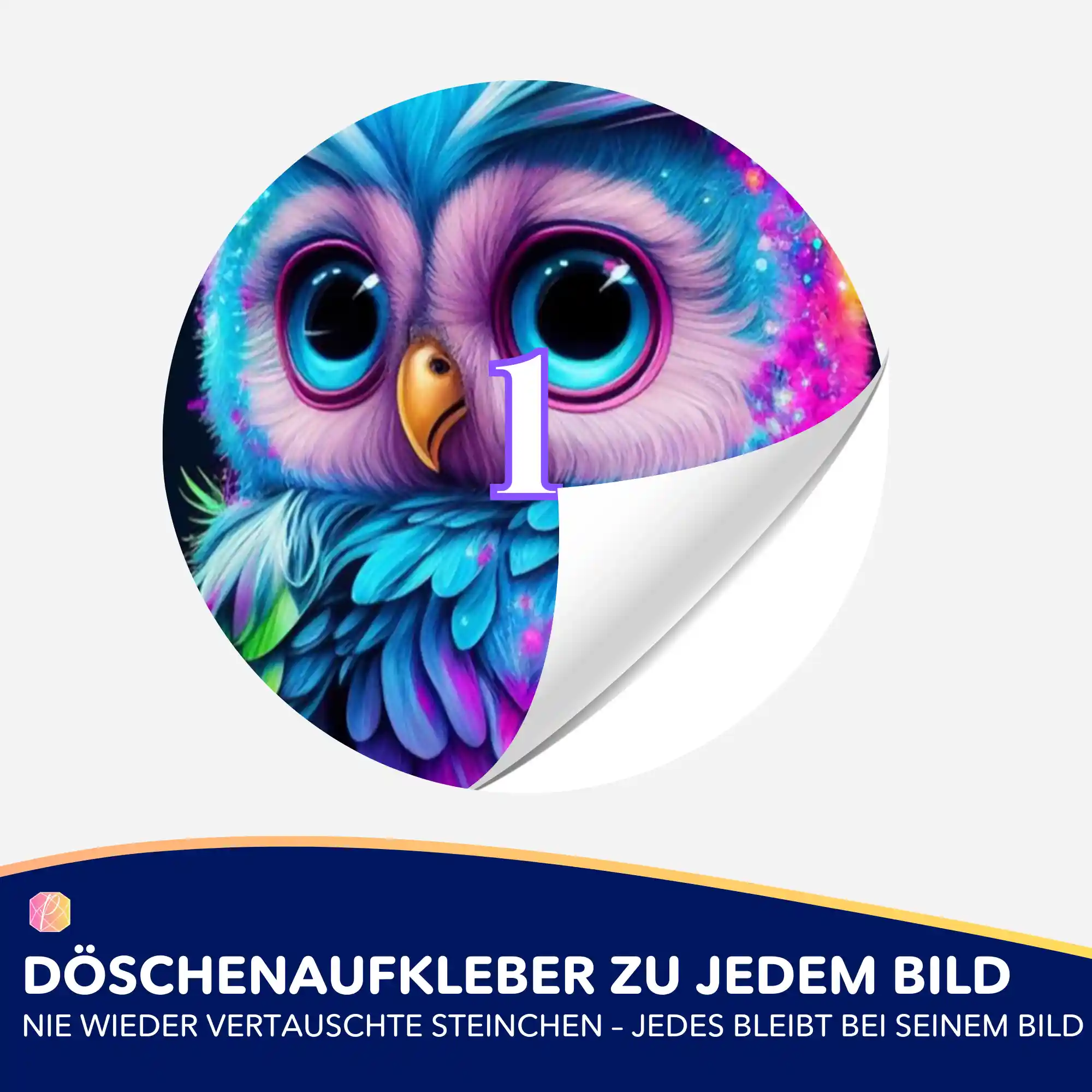 Döschenaufkleber - Kleine bunte Eule im Rausch der Farben - Image 2