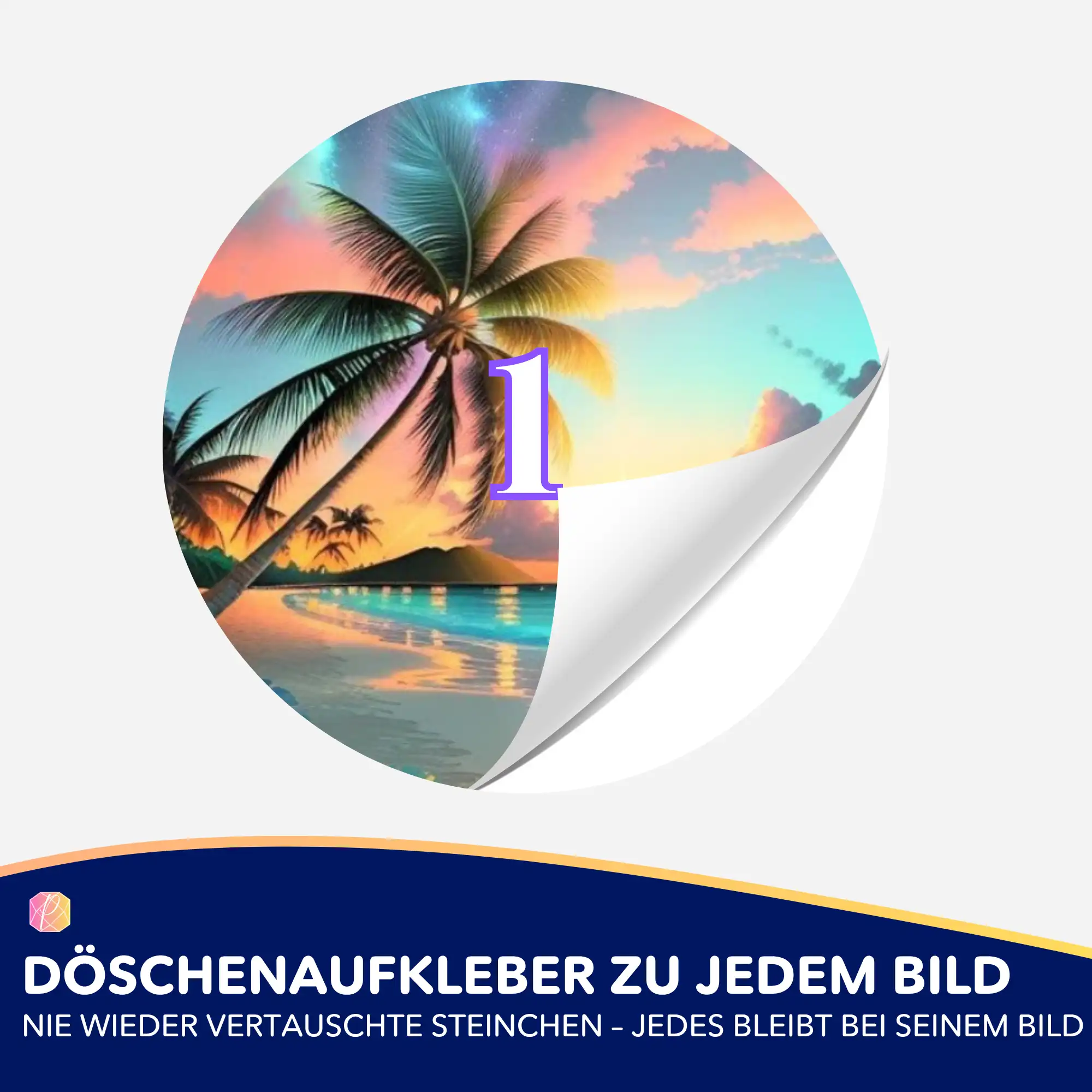 Döschenaufkleber - Palme im bunten Abendhimmel - Image 2