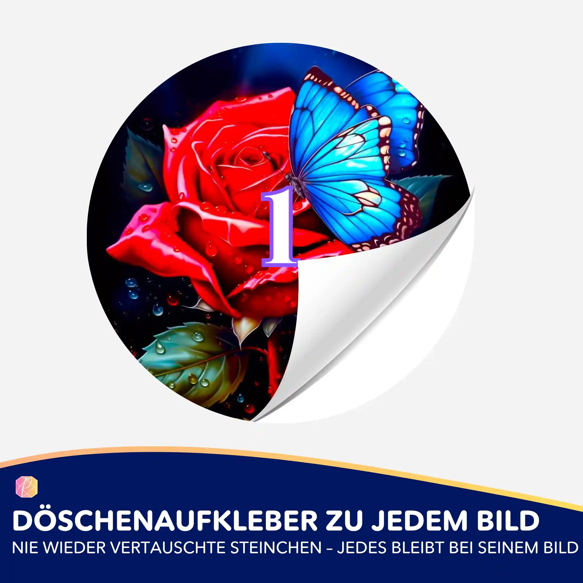 Döschenaufkleber - Rote Rose trifft blauen Schmetterling - Image 2