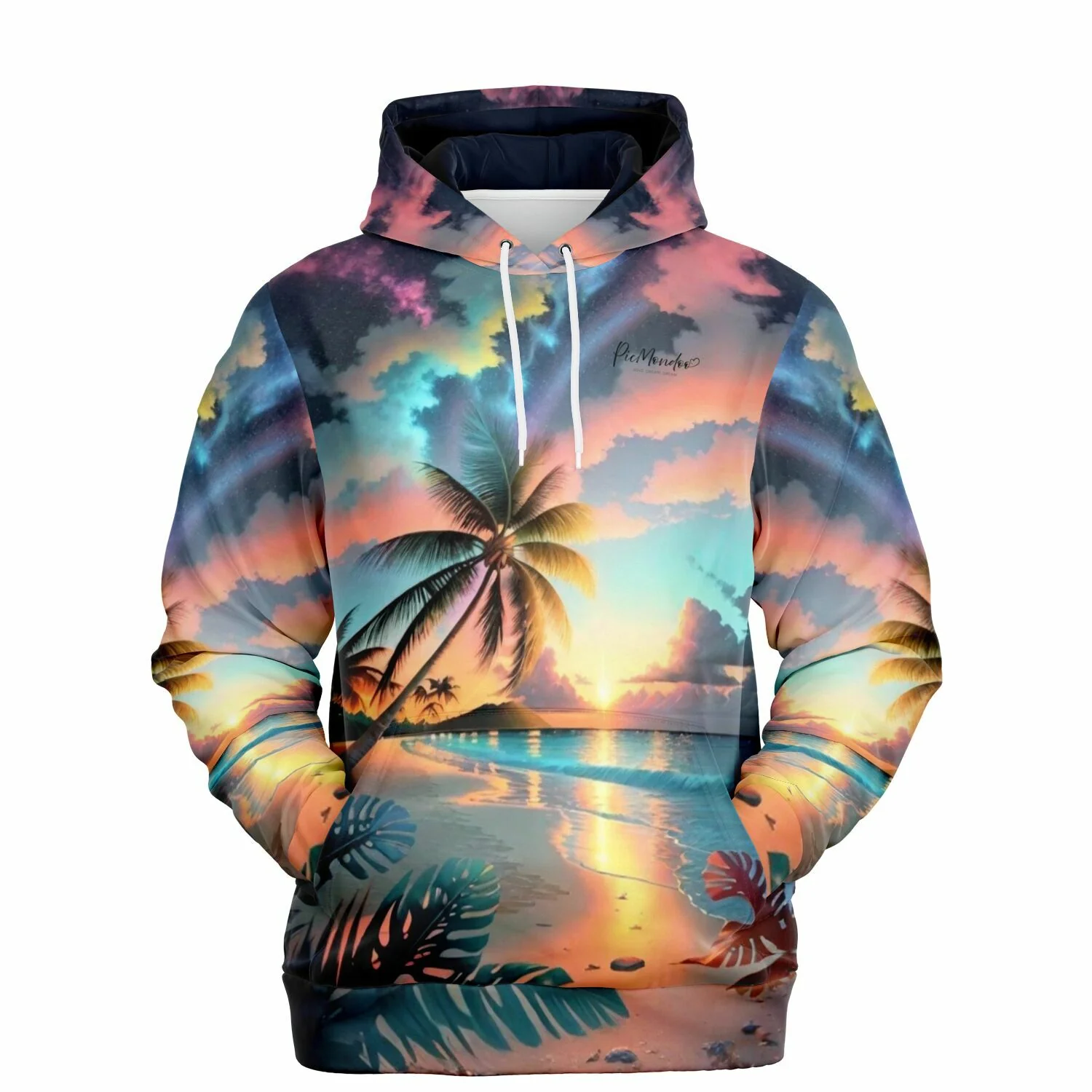 Dreamer Hoodie - Palme im bunten Abendhimmel