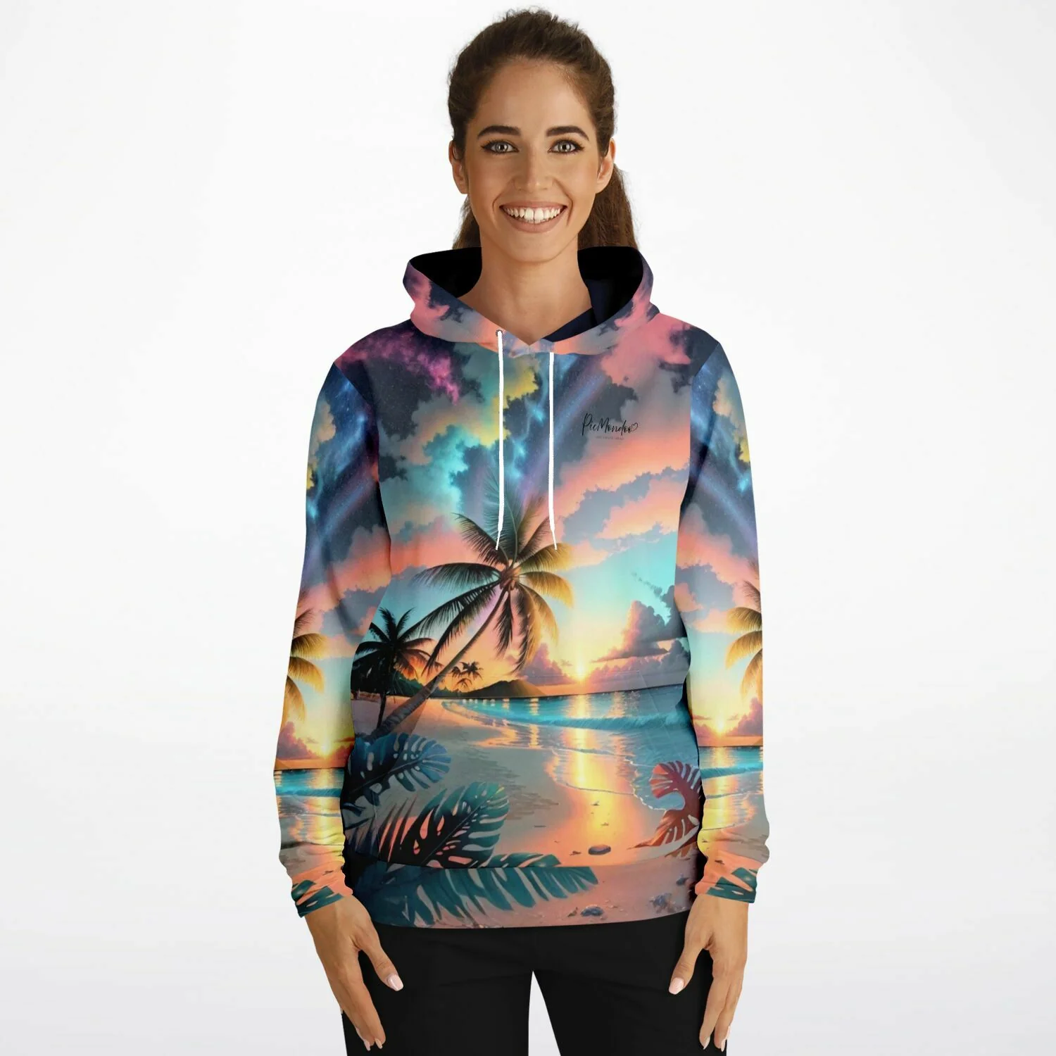 Dreamer Hoodie - Palme im bunten Abendhimmel - Image 5