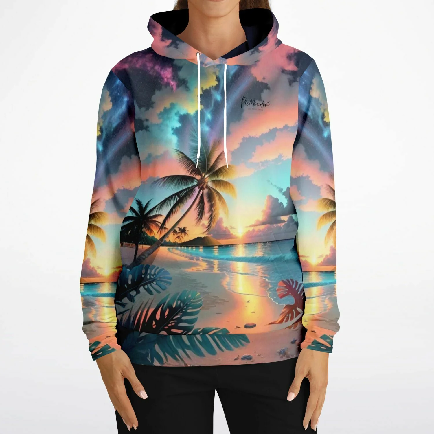 Dreamer Hoodie - Palme im bunten Abendhimmel - Image 6