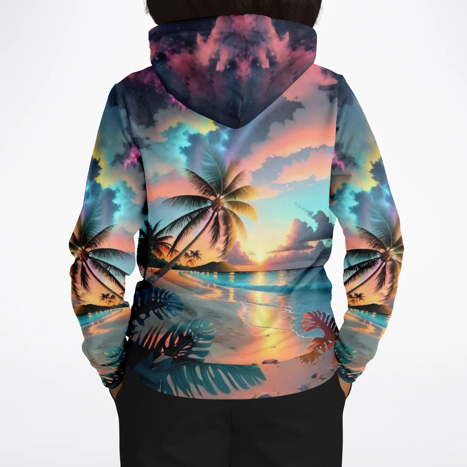 Dreamer Hoodie - Palme im bunten Abendhimmel - Image 8