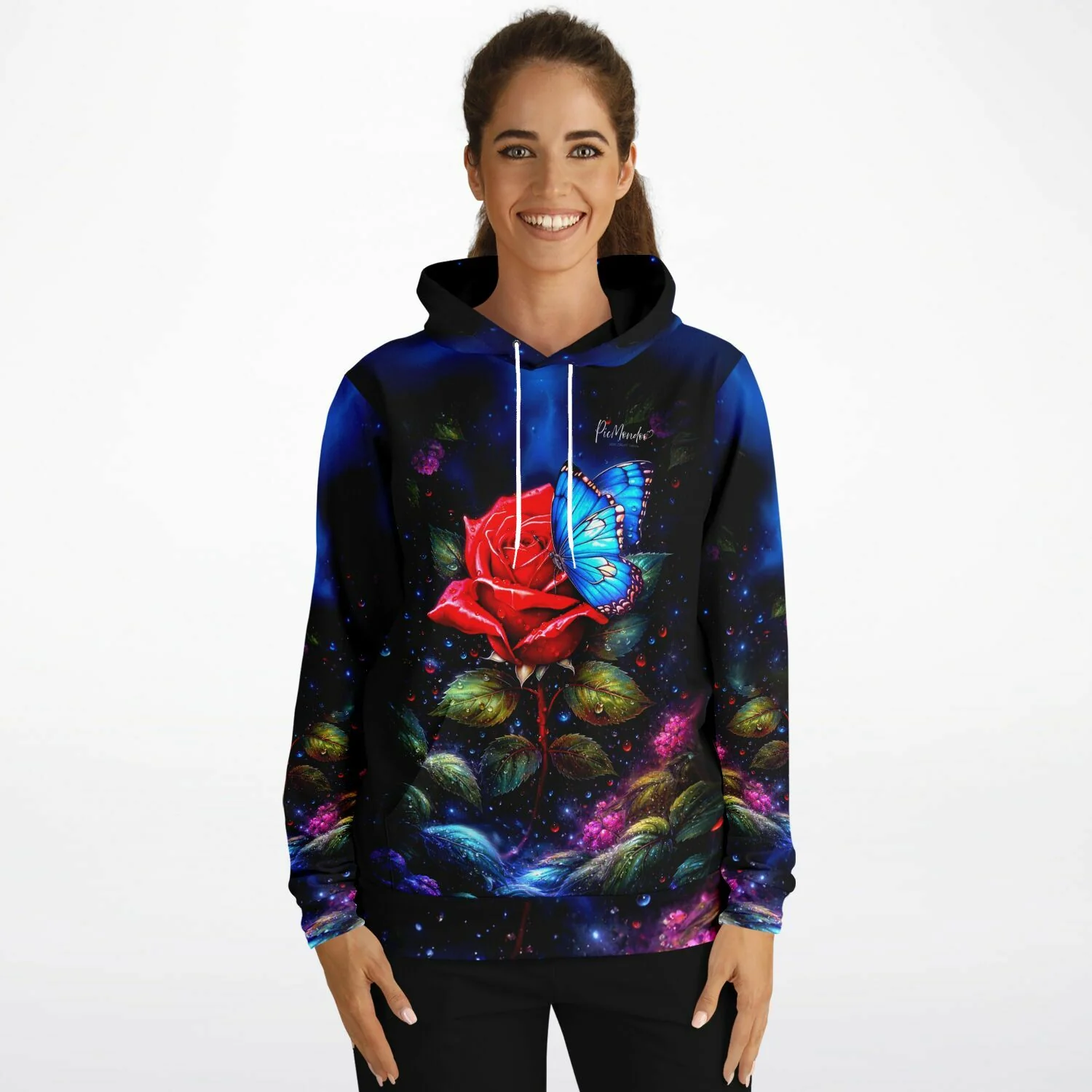 Dreamer Hoodie - Rote Rose trifft blauen Schmetterling - Image 5