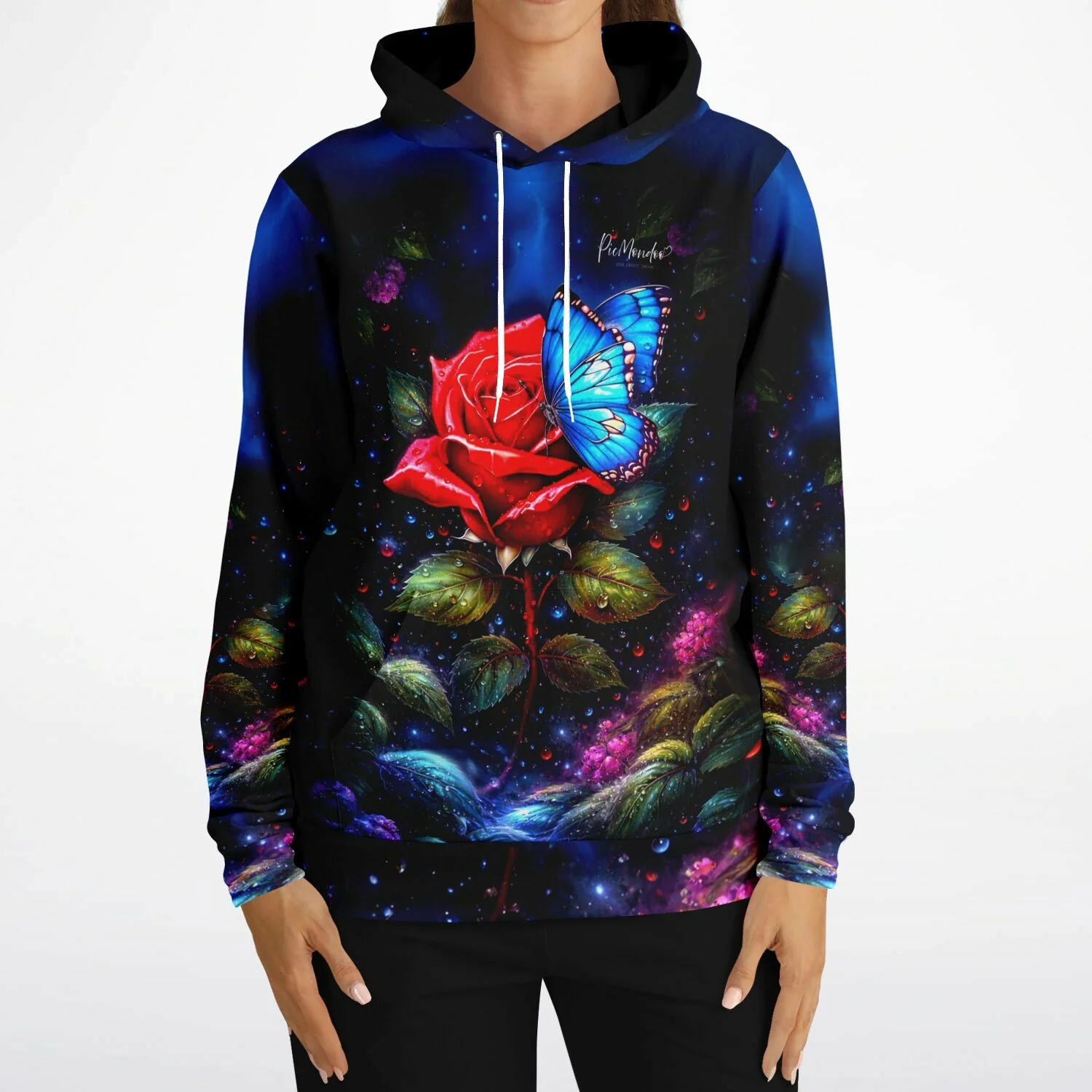 Dreamer Hoodie - Rote Rose trifft blauen Schmetterling - Image 6