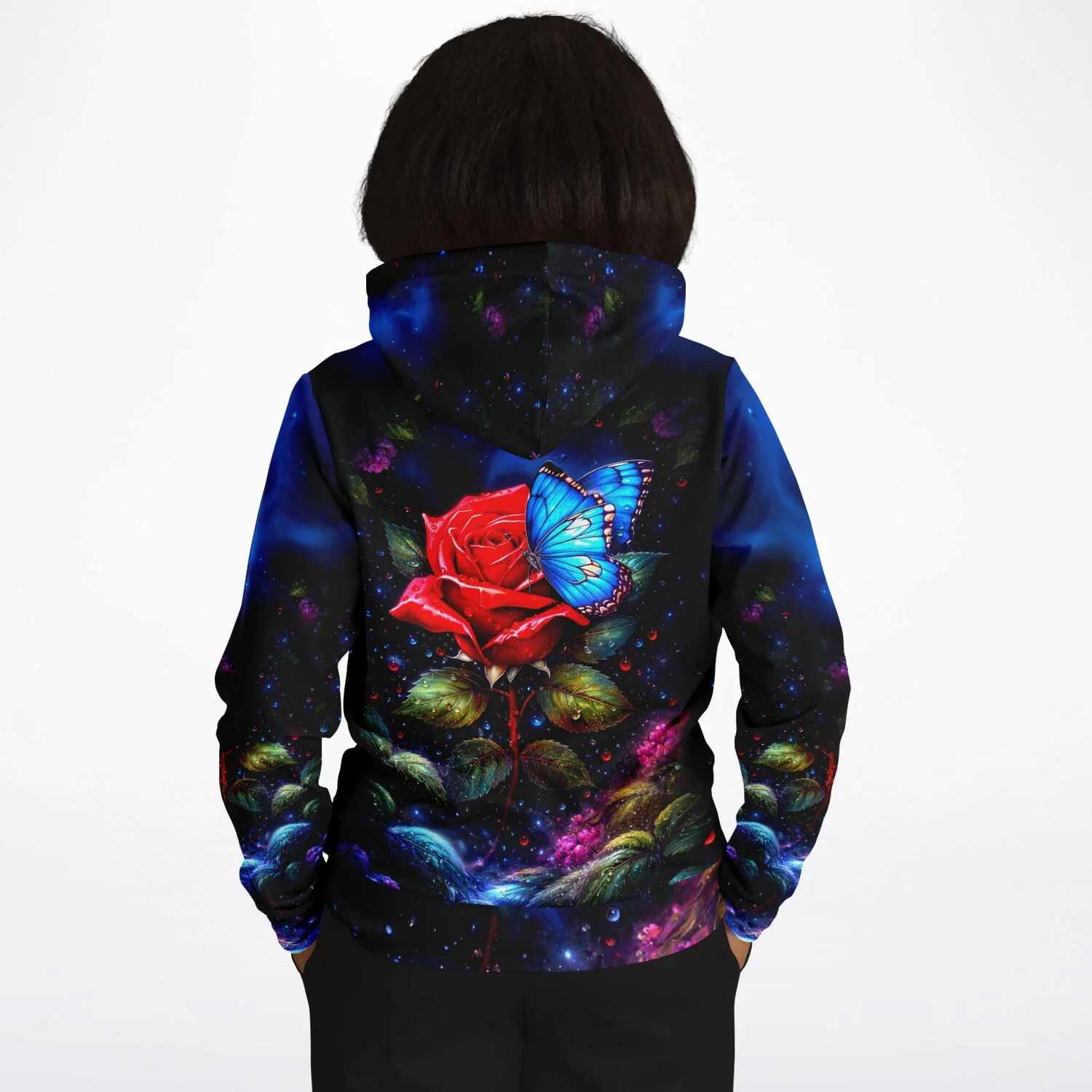 Dreamer Hoodie - Rote Rose trifft blauen Schmetterling - Image 7