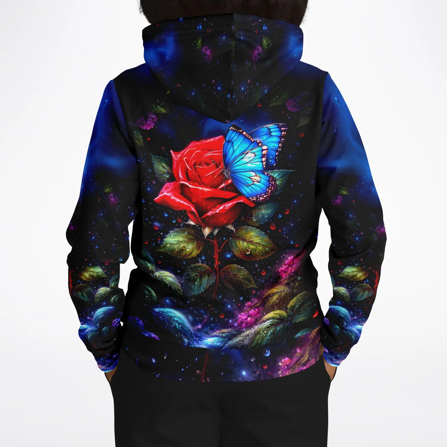 Dreamer Hoodie - Rote Rose trifft blauen Schmetterling - Image 8