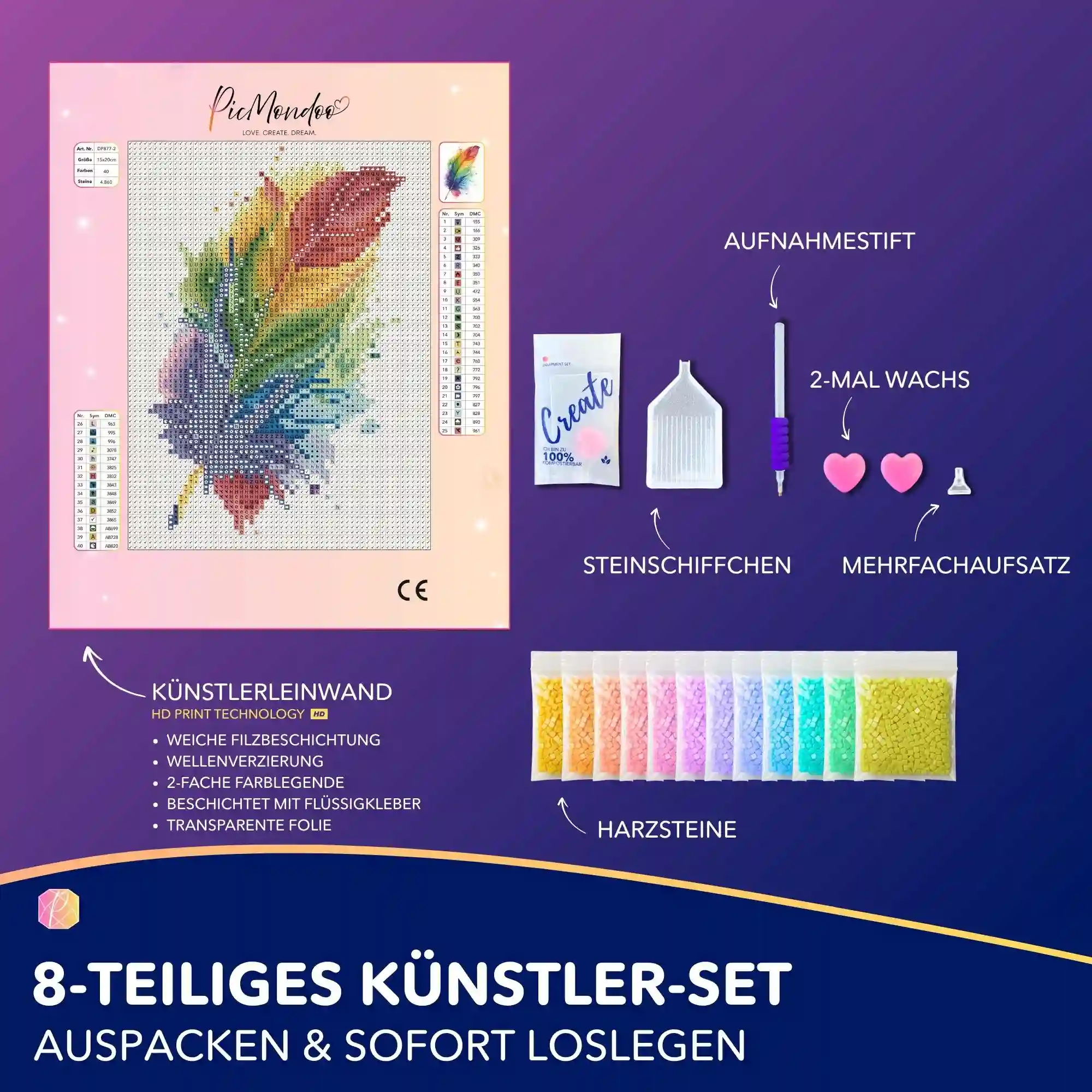Diamond Painting Mini - Rainbow Feather - Image 3