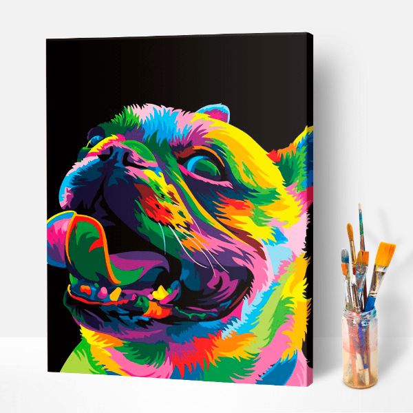 Malen nach Zahlen Set - Die bunte Bulldogge