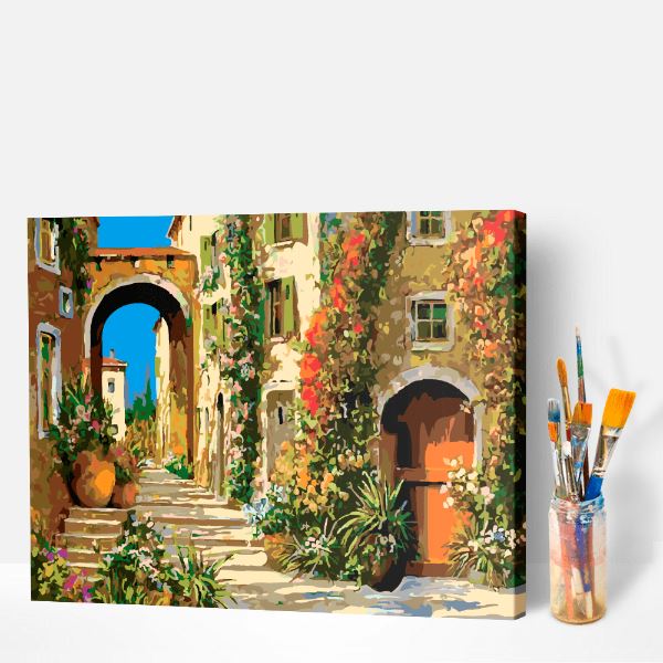 Malen nach Zahlen Set - Altstadt Innenhof