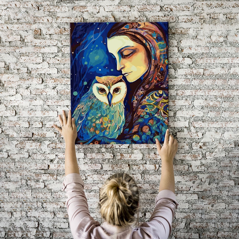 Malen nach Zahlen Set - Die Frau der Eulen - Image 2