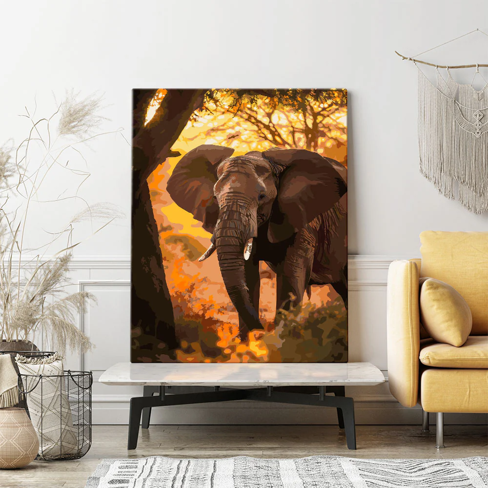 Malen nach Zahlen Set - Elefant im Sonnenuntergang - Image 3