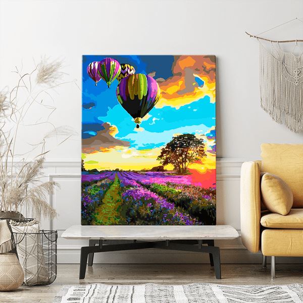 Malen nach Zahlen Set - Heißluftballon über Lavendel - Image 10