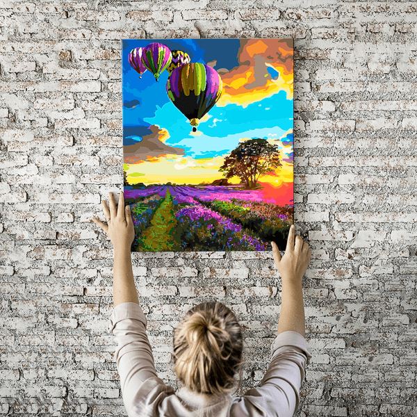 Malen nach Zahlen Set - Heißluftballon über Lavendel - Image 8