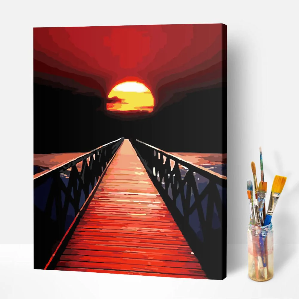 Malen nach Zahlen Set - Roter Sonnenuntergang