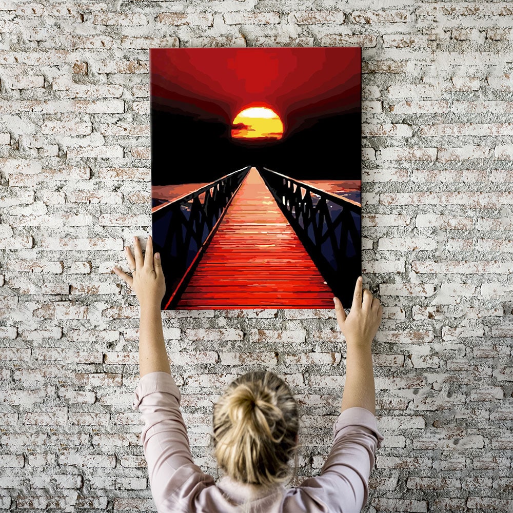 Malen nach Zahlen Set - Roter Sonnenuntergang - Image 2