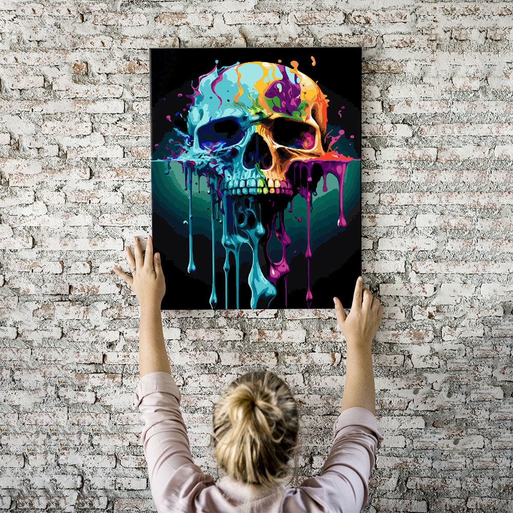 Malen nach Zahlen Set - Skull watercolor - Image 2