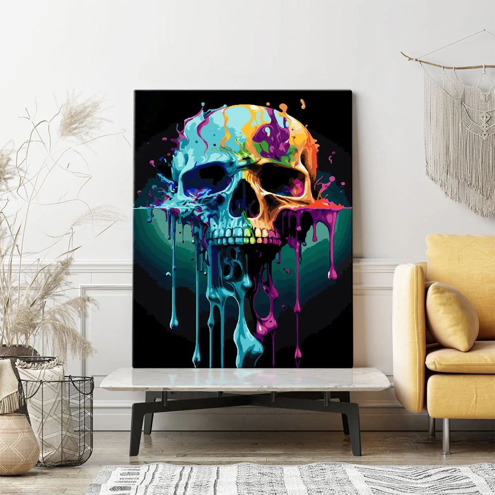 Malen nach Zahlen Set - Skull watercolor - Image 3