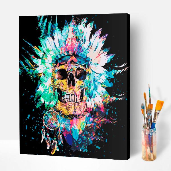Malen nach Zahlen Set - Skull "Wild Spirit"