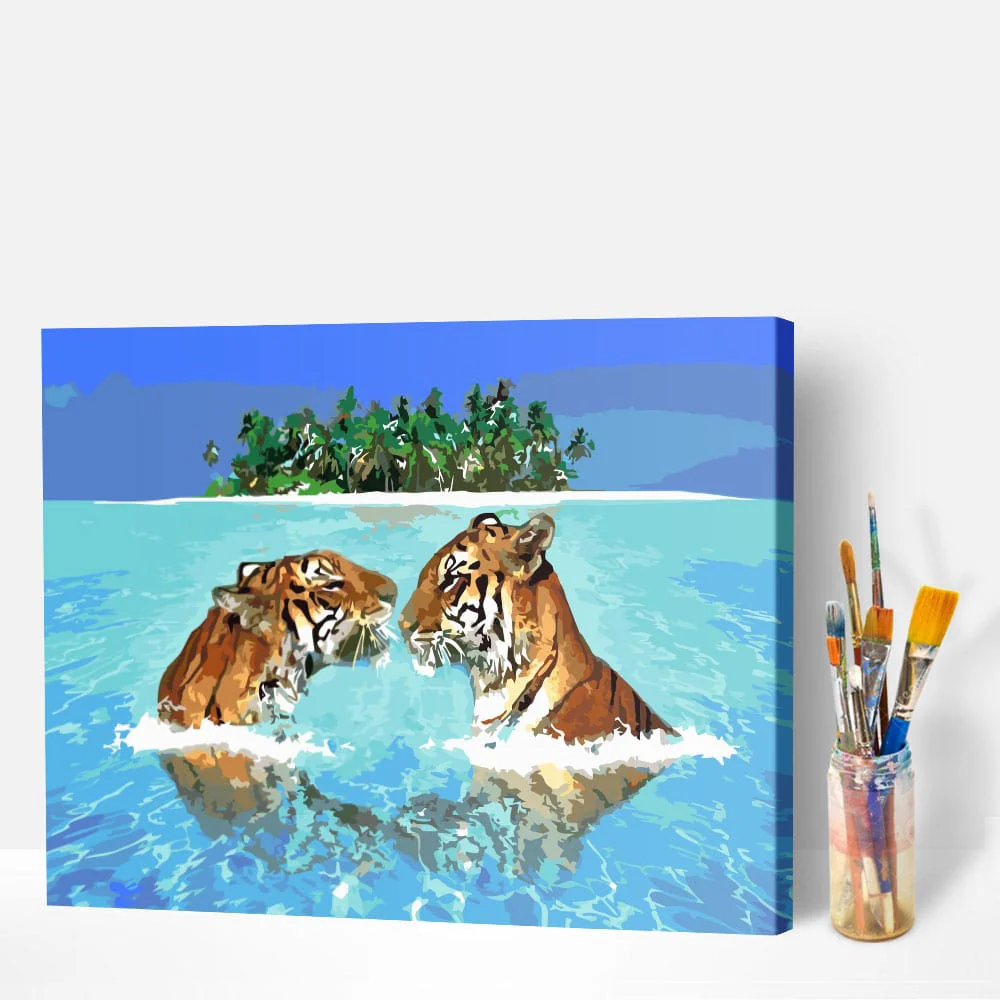 Malen nach Zahlen Set - Tigers in paradise