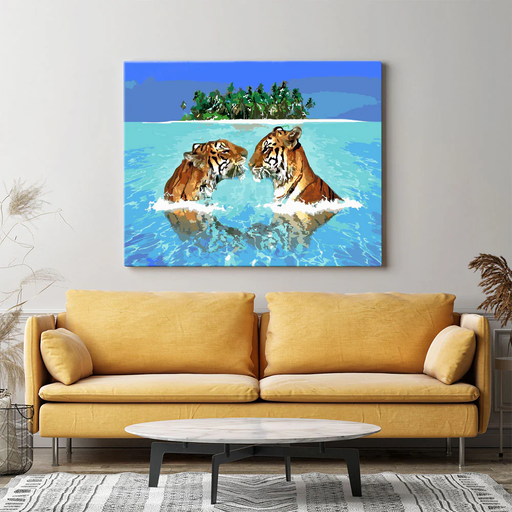 Malen nach Zahlen Set - Tigers in paradise - Image 3